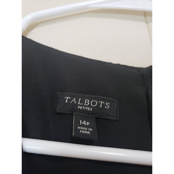 Talbots Womens Petites 14P Mini Dress Black Lace Belted Sheer Sleeve Whimsigoth - Picture 5 of 6